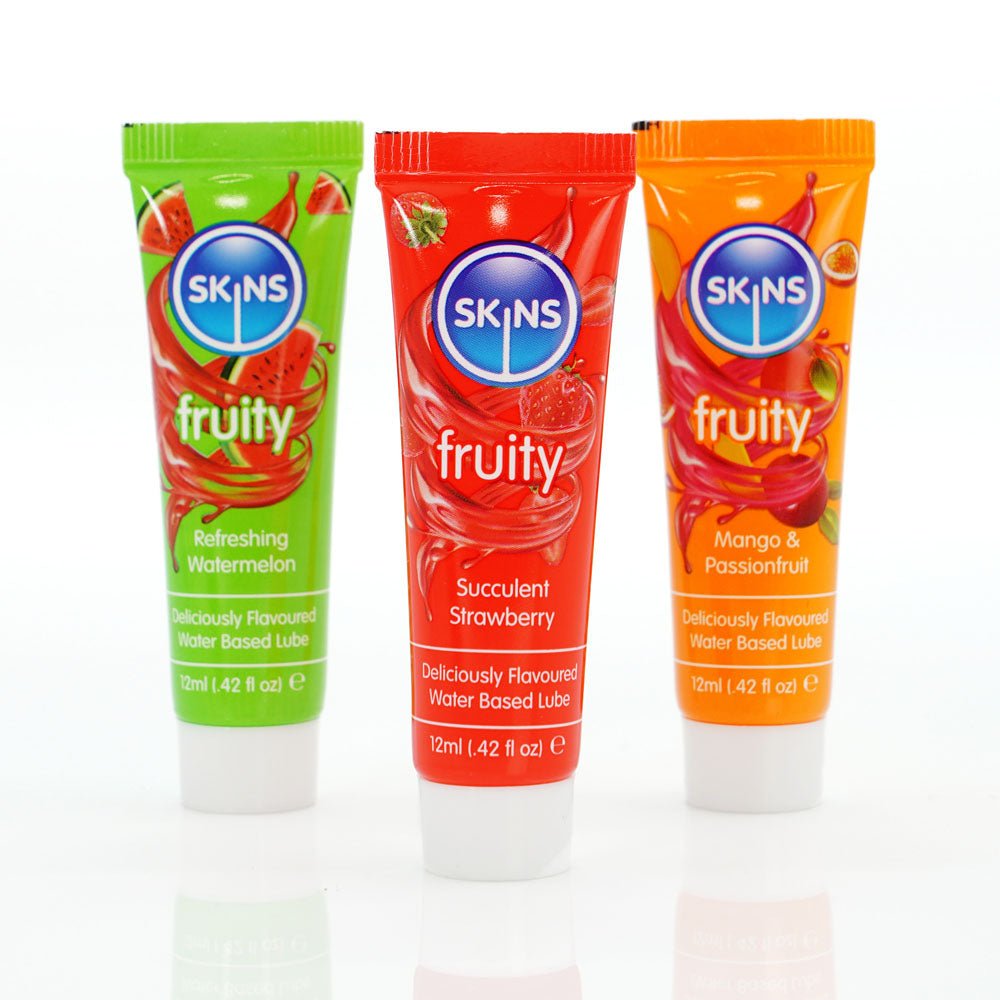 Buy Skins Fruity Tubes - Watermelon, Strawberry, & Mango & Passionfruit Flavoured Lubricants - 12 ml Bottles at NZ’s Mega Adult Toys Store. Discover premium sex toys with discreet shipping at the best price in NZ