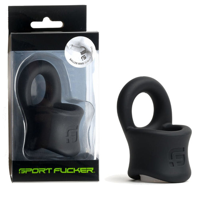 Buy Sport Fucker Baller Ring - Black Liquid Silicone Cock Ring with Ball Stretcher at NZ’s Mega Adult Toys Store. Discover premium sex toys with discreet shipping at the best price in NZ