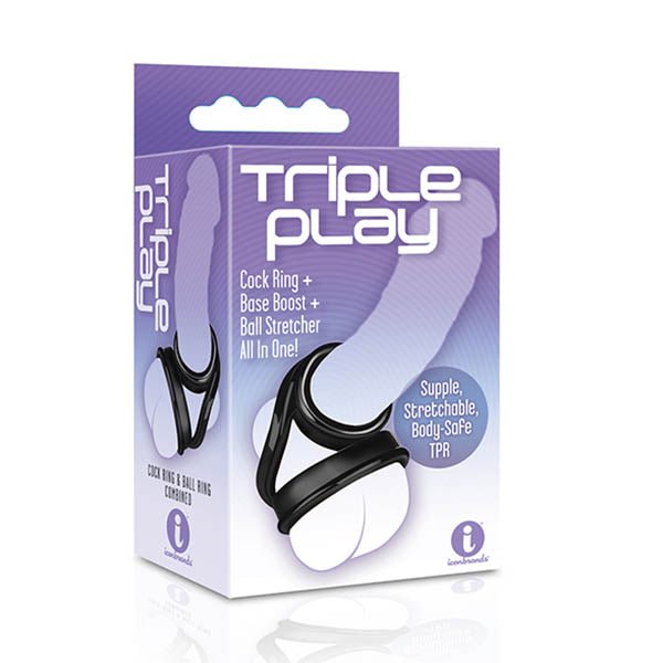 Buy The 9's Triple Ring - Black Cock & Balls Ring at NZ’s Mega Adult Toys Store. Discover premium sex toys with discreet shipping at the best price in NZ