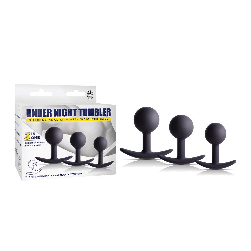 Buy Under Night Tumbler - Black Butt Plugs with Weighted Balls - Set of 3 Sizes at NZ’s Mega Adult Toys Store. Discover premium sex toys with discreet shipping at the best price in NZ