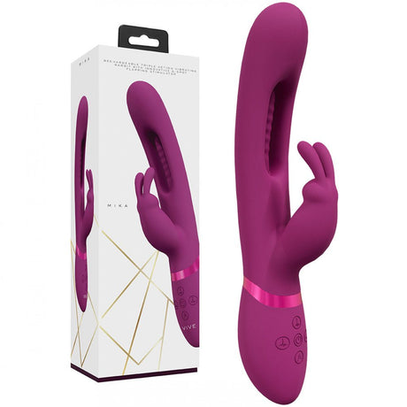 Buy VIVE Mika - Pink - Pink 23.2 cm USB Rechargeable Rabbit Vibrator with Flapping Shaft at NZ’s Mega Adult Toys Store. Discover premium sex toys with discreet shipping at the best price in NZ