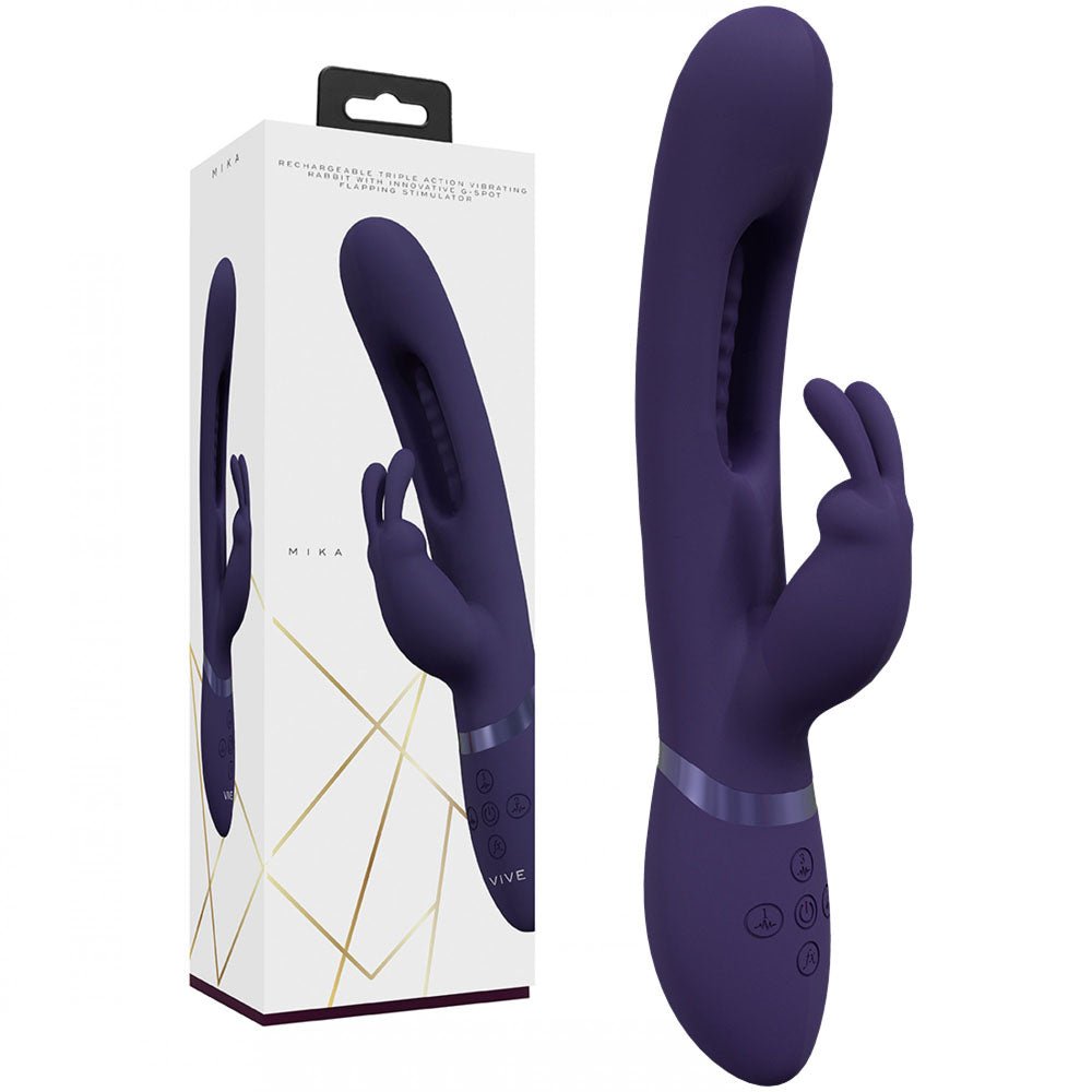 Buy VIVE Mika - Purple - Purple 23.2 cm USB Rechargeable Rabbit Vibrator with Flapping Shaft at NZ’s Mega Adult Toys Store. Discover premium sex toys with discreet shipping at the best price in NZ