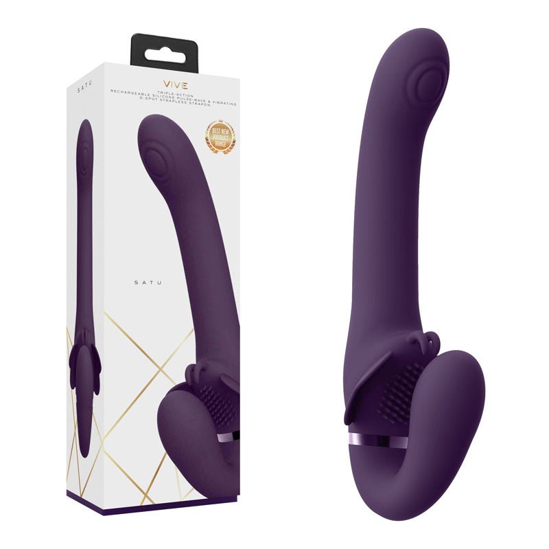 Buy Vive SATU - Purple 23 cm USB Rechargeable Strapless Strap - On at NZ’s Mega Adult Toys Store. Discover premium sex toys with discreet shipping at the best price in NZ