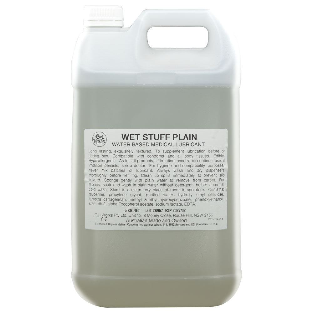 Buy Wet Stuff Plain - 5kg Bottle - Water Based Lubricant with Vitamin E - 5 kg Bottle at NZ’s Mega Adult Toys Store. Discover premium sex toys with discreet shipping at the best price in NZ