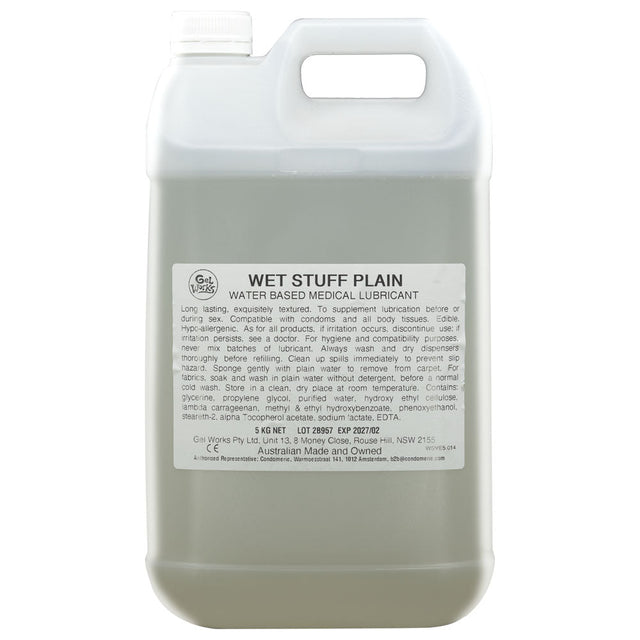 Buy Wet Stuff Plain - 5kg Bottle - Water Based Lubricant with Vitamin E - 5 kg Bottle at NZ’s Mega Adult Toys Store. Discover premium sex toys with discreet shipping at the best price in NZ