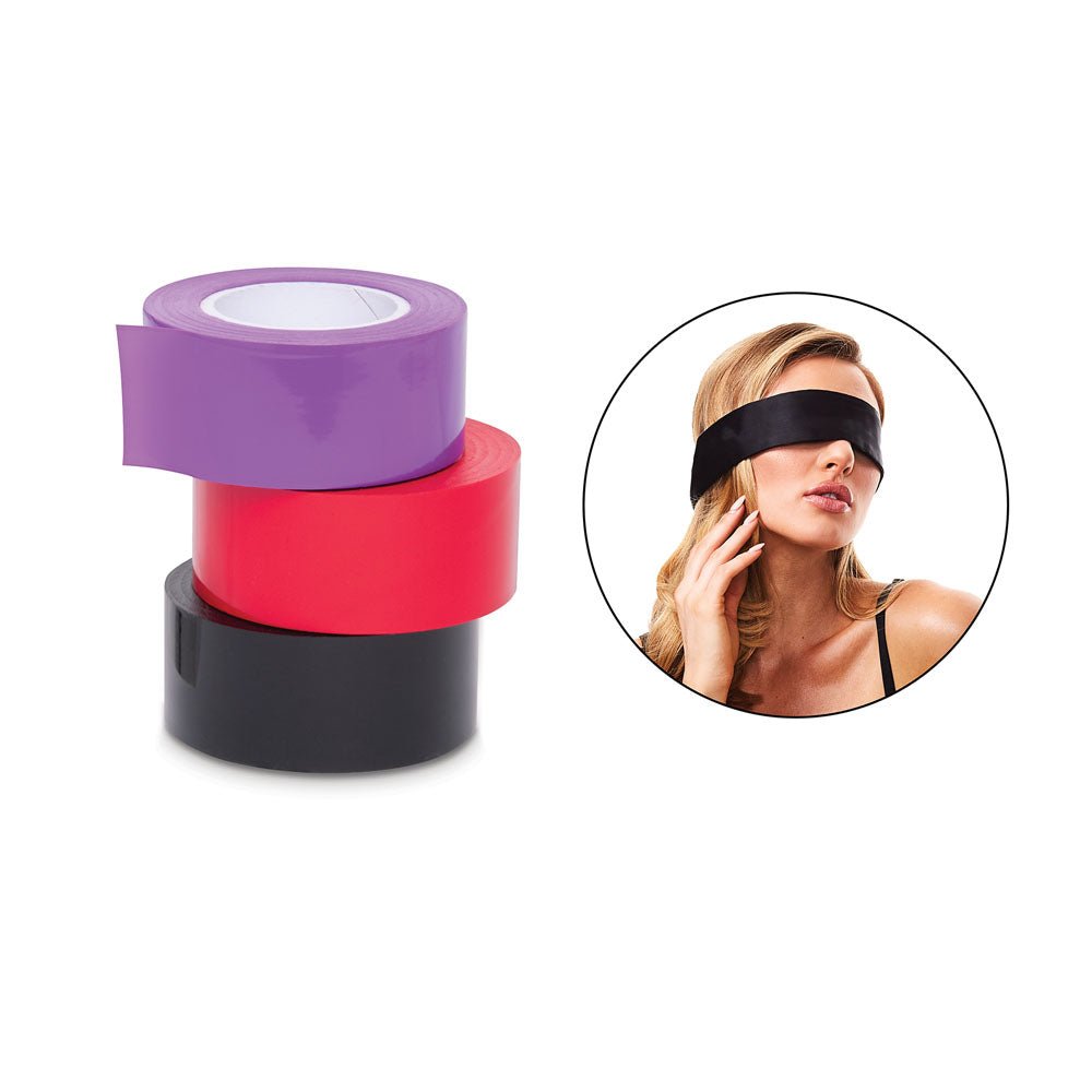 Buy WhipSmart Bondage Tape 3 - Pack with Blindfold - Set of 3 Coloured Bondage Tapes and Bonus Satin Blindfold at NZ’s Mega Adult Toys Store. Discover premium sex toys with discreet shipping at the best price in NZ