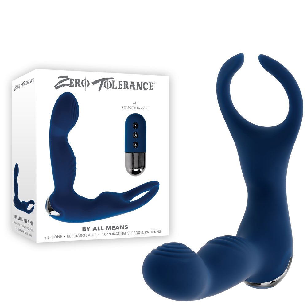 Buy Zero Tolerance BY ALL MEANS - Blue 13.4 cm USB Rechargeable Prostate Massager with Cock Ring at NZ’s Mega Adult Toys Store. Discover premium sex toys with discreet shipping at the best price in NZ